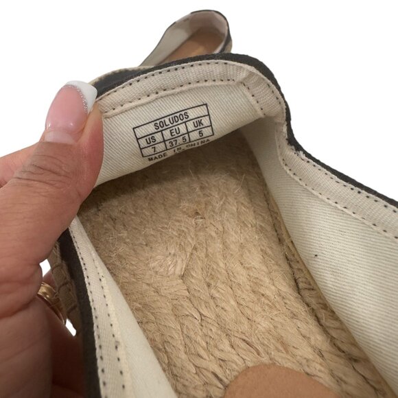 Soludos Womens Black Espadrille Flats Size 7 Canvas & Jute Slip-On Shoes - Picture 2 of 16